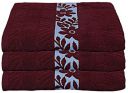 Kuber Industries 100% Cotton 3 Pieces Bath Towel 27" x54” (Maroon) -CTKTC28917...