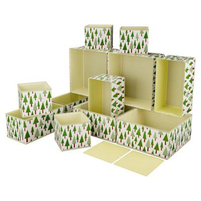 Kuber Industries 12 Pcs Foldable Drawer Organizer | Wardrobe Organizer for Clothes | Cream & Green