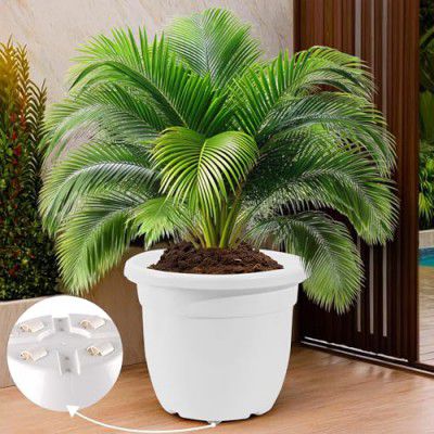 Kuber Industries 18 Inches Portable Plastic Plant Pot | White
