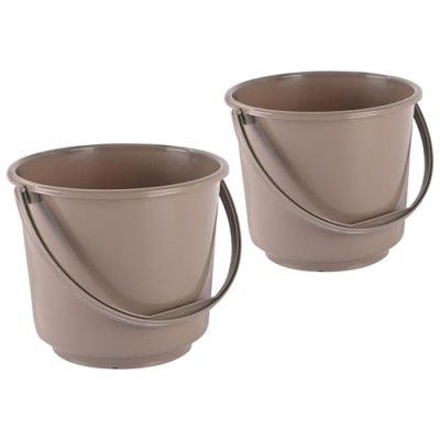 Kuber Industries 2 Pcs Compact Size Plastic 5 Litre Bucket - Brown