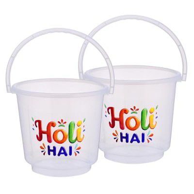 Kuber Industries 2 Pcs Holi Bucket | 13 Ltr Water Storage Bucket for Holi