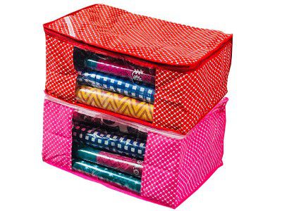 Kuber Industries 2 Piece Quilted Cotton Saree Cover Set