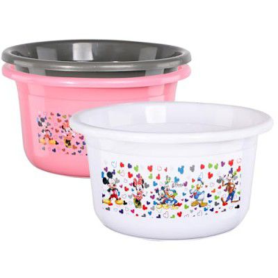 Kuber Industries 3 Pcs Plastic 25 Ltr Bathtub | Baby Bathing Tub for Home, Washroom & Kitchen Use | Lightweight and Multipurpose Water Tub | Suitable For Laundry and Cleaning - White, Pink & Grey
