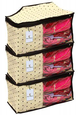 Kuber Industries 3 Piece Non Woven Blouse Cover Set, Ivory, standard (CTSN00826)