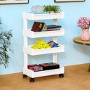 Kuber Industries 4-Layer Plastic Stackable Rack for Storage Multipurpose with Wheels | White...