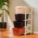 Kuber Industries 4-Tier Multipurpose Plastic Drawers Storage Organizer | Brown...