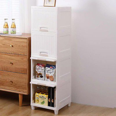 Kuber Industries 4 Units Modular Cabinet Storage Organizer | White