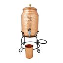 Kuber Industries 5 Litre Copper Water Dispenser with Stand and Glass | BPA Free, Non-Toxic | Hammered Texture, Rustproof & Durable | with Added Health Benefits of Copper | 5L...