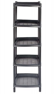 Kuber Industries Multipurposes 5-Tier Plastic Shoe Rack/Shelf/Storage Organizer for Home Kitchen Bedroom Door Entrance (Black)-46KM0564, 14 * 10 * 33 inches