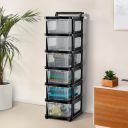 Kuber Industries 6 Layer Heavy Duty Plastic Storage Drawer with Wheels | Modular Cabinet Transparent Black...