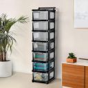 Kuber Industries 7 Layer Heavy Duty Plastic Storage Drawer with Wheels | Transparent Black...