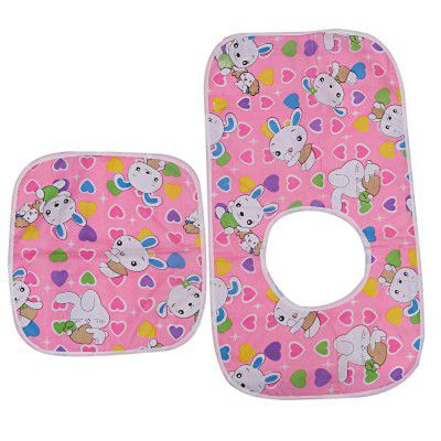 Kuber Industries Animal Printed Cotton Waterproof Baby Apron with Baby Food Mat Set (Pink)-CTKTC14351