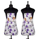 Kuber Industries Apron | PVC Cooking Kitchen Apron | Apron for Restaurent | Purple Flower Apron for Housewife | Chef Apron with Ties | Center Pocket Apron | Pack of 2 | White...