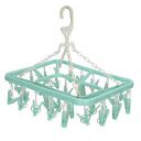 Kuber Industries Baby Clothes Hanger Rack|360 Degree Portable & Rotatable Clips|32 Clips Cloth Drying Hanger|Space Saving Travel & Durable Plastic (Green)...