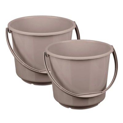 Kuber Industries Bucket | Plastic Bucket for Mopping | Bucket for Cleaning | Storage Container Bucket | Water Storage Bucket | Bathroom Bucket | Plain Bucket | 5 LTR | Pack of 2 | Brown
