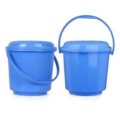 Kuber Industries Bucket with Lid | Plastic Bucket for Mopping | Bucket for Cleaning | Storage Container Bucket | Water Storage Bucket | Bathroom Bucket | Plain Bucket | 5 LTR | Pack of 2 | Blue