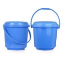 Kuber Industries Bucket with Lid | Plastic Bucket for Mopping | Bucket for Cleaning | Storage Container Bucket | Water Storage Bucket | Bathroom Bucket | Plain Bucket | 5 LTR | Pack of 2 | Blue...