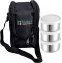 KUBER INDUSTRIES Canvas Leak Proof Stainles Steel Insulated|Tiffin Box with Zipper Closure(Black) 3 Containers Lunch Box  (800 ml)...