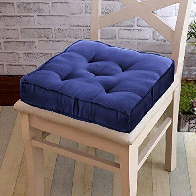 Kuber Industries Chair Pad|Chair Cushion Pad|Chair Cushion Microfiber Seat Cushion|Solid Color & Soft Microfiber (Navy Blue)