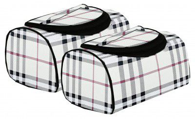 Kuber Industries Check Design Cosmetic Bag Travel Toiletry Bag Pack of 2