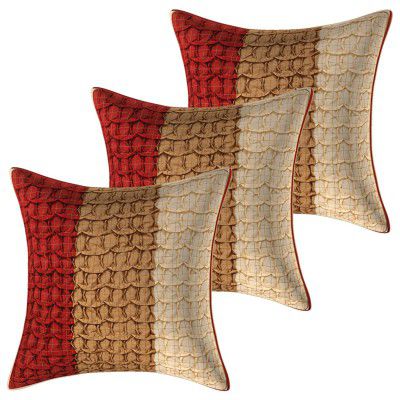 Kuber Industries Checkered 3 Piece Cotton Cushion Cover - 17x17, Multicolour