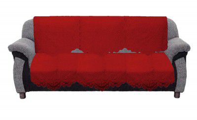 Kuber Industries Circle Design Cotton 2 Piece 3 Seater Sofa Cover(Maroon) - CTKTC22235