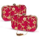 Kuber Industries Clutch Purse | Wedding Clutch | Party Hand Purse | Women’s Clutch Purse | Detachable Chain Purse | Wallet Hand Bag | Lock System Hand Bag | Pack of 2 | Pink...