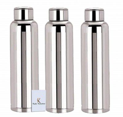 Kuber Industries Code-BT018 Stainless Steel Fridge Water Bottle Set, 1 Litre, Set of 3, Silver, Standard (DUSTIN04)
