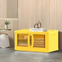 Kuber Industries Collapsible & Stackable Plastic Storage Box with Lid, Wheels & Transparent Doors | Multipurpose Home & Office Storage Box for Clothes, Toys & Books | Black & Yellow...