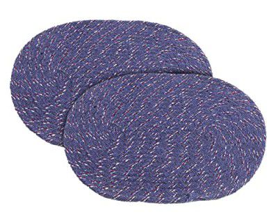 Kuber Industries Cotton Oval Door Mat for Porch/Kitchen/Bathroom/Laundry Room,Pack of 2 (Blue) 54KM3957