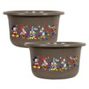 Kuber Industries Disney Bath Tub | Feeding Pan and Versatile Utility Gaint Tub | Plastic Bath Tub for Baby | Clothes Washing Tub for Bathroom | TUB-25 LTR | Pack of 2 | Brown...