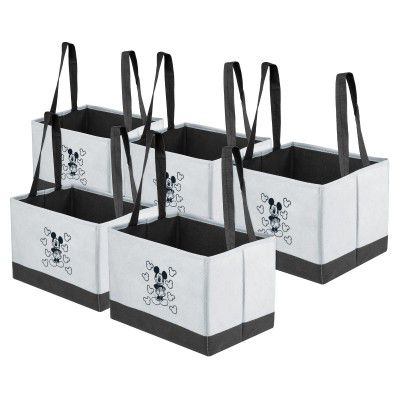 Kuber Industries Disney Mickey Drawer Storage Box | Pack of 5 | Gray & Black