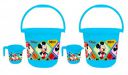 Kuber Industries Disney Mickey Minnie Print 4 Pieces Unbreakable Virgin Plastic Bathroom Bucket with Mug Set- Blue, (2 Pc 16 LTR Bucket & 2 Pc 500 ML Mug) ...