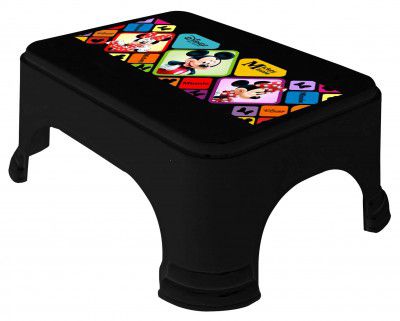 Kuber Industries Disney Mickey Minnie Print Square Plastic Bathroom Stool (Black) -HS_35_KUBMARTS17712