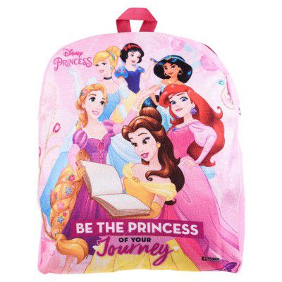 Kuber Industries Disney Princess Backpack | 2 Compartment Velvet School Bag