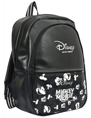 Kuber Industries Disney Print 15.6 inch Leather Waterproof Office Bag/School Bag/College Bag//Unisex Travel Backpack (Black) (KUBMART09906)