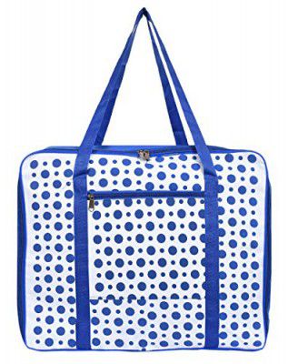 Kuber Industries Dot Printed Large Size Lightweight Foldable Rexine Jumbo Underbed Storage Bag with Zipper and Handle