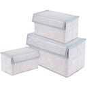 Kuber Industries Drawer Storage Box | Clothes Drawer Organizer with Handle | Transparent Lid with Velcro | Dhakkan Storage Box | Jute Printed | S | M | L | Pack of 3 | Gray...