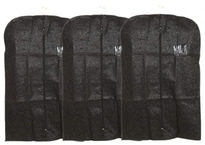 Kuber Industries Emboss 3 Piece Non-Woven Blazer Cover Set, Black (CTKTC1869),Standard