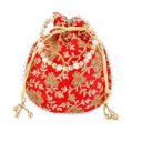 Kuber Industries Ethnic Clutch Silk Potli Batwa Pouch Bag with Beadwork Gift for Women (Red) - CTKTC42137...