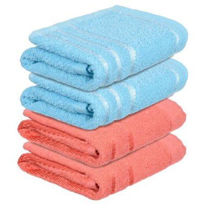 Kuber Industries Face Towel | Towels for Facewash | Towels for Gym | Facewash for Travel | Towels for Daily use | Workout Hand Towel | Lining Design | 14x21 Inch | Pack of 4 | Multi