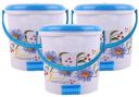 Kuber Industries Floral 3 Piece Plastic Dustbin Set, 10 litres, Blue (CTKTC1969)...