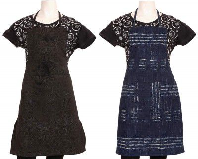 Kuber Industries Floral Cotton 2 Piece Kitchen Apron with Front Pocket Set - Blue