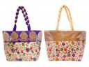 Kuber Industries Floral Design Silk 2 Pieces Laminated Embroidered Womens Handbag (Purple & Cream) - CTKTC023136...