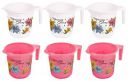 Kuber Industries Floral Print 6 Pieces Unbreakable Strong Plastic Bathroom Mug, 500 ML (Pink & White)-KUBMART10286...