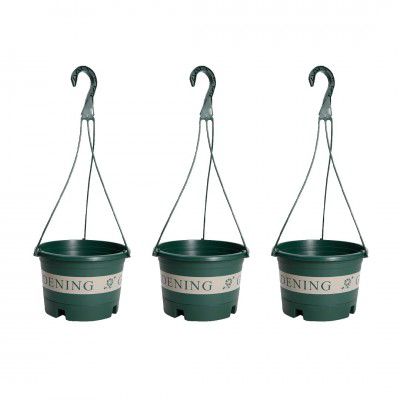 Kuber Industries Flower Pot|Hanging Pots for Plants Balcony Railing|Medium|Green | (Pack of 3)