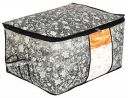 Kuber Industries Flower Print Foldable Woven Underbed Storage Bag|Large Storage Organiser|Size 65 x 45 x 31 CM (Black)-KUBMART16598(Fabric)...