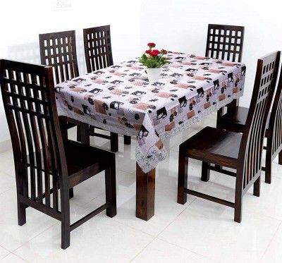 Kuber Industries Flower Printed PVC 6 Seater Dining Table Cover