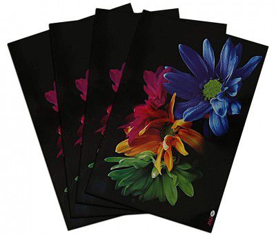 Kuber Industries Flower Printed PVC Waterproof, Oil Proof, Easy to Clean Placemats Table Mats for Dining, Set of 4 (Multicolour)-HS43KUBMART26104, Standard