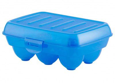Kuber Industries Portable Food Grade Plastic Egg Holder/Storage Box For 6 Pieces Egg (Blue)-46KM0395